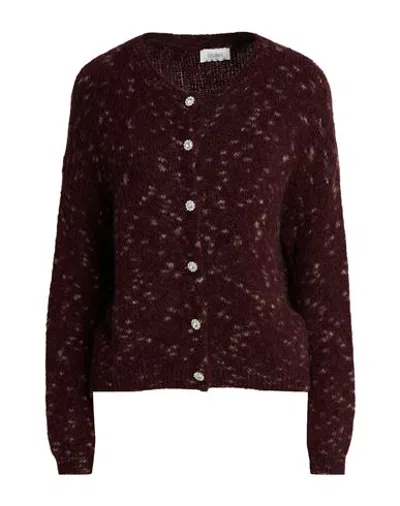 Motel Woman Cardigan Burgundy Size Onesize Acrylic, Polyamide, Mohair Wool, Wool, Elastane In Red