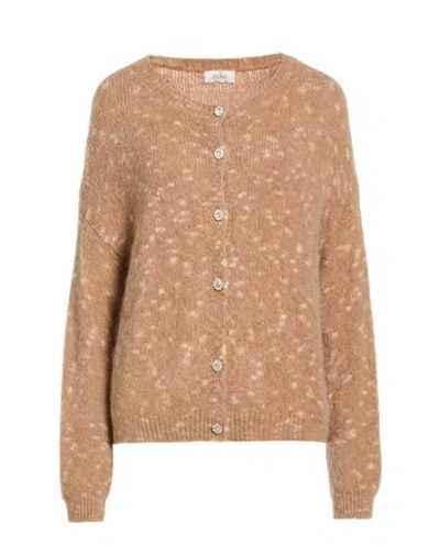 Motel Woman Cardigan Camel Size Onesize Acrylic, Polyamide, Mohair Wool, Wool, Elastane In Brown