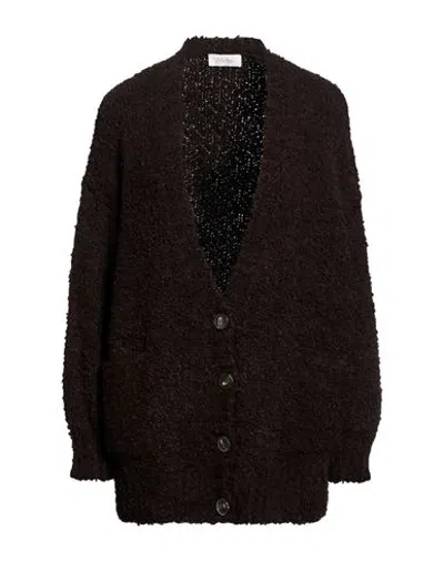 Motel Woman Cardigan Dark Brown Size Onesize Acrylic, Polyester, Viscose, Wool, Alpaca Wool In Multi