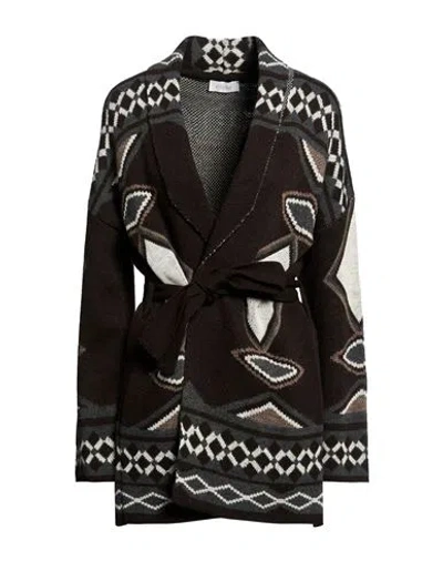 Motel Woman Cardigan Dark Brown Size Onesize Acrylic, Wool, Viscose, Elastane