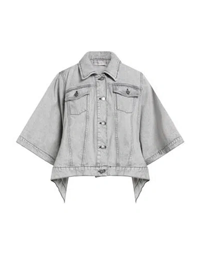 Motel Woman Denim Outerwear Grey Size M Cotton In Gray