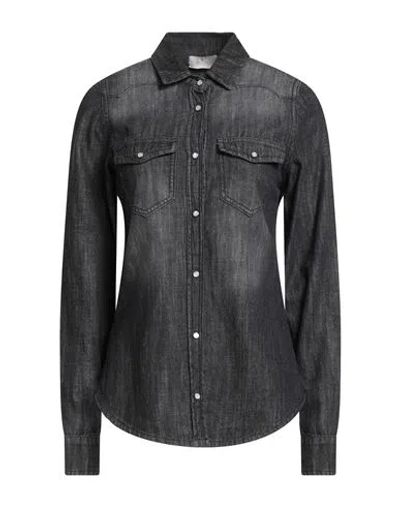 Motel Woman Denim Shirt Black Size S Cotton