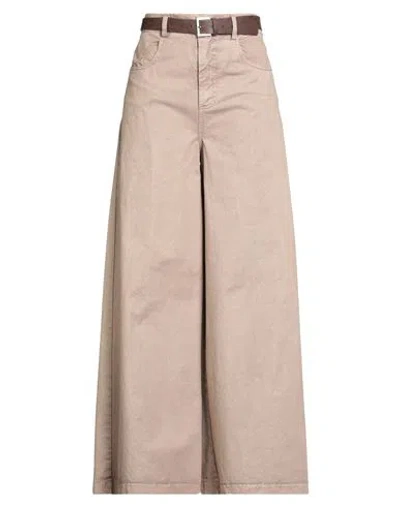 Motel Woman Jeans Beige Size M Cotton In Neutral