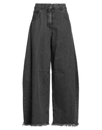 Motel Woman Jeans Black Size M Cotton In Gray
