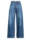 Motel Woman Jeans Blue Size M Cotton In Blue