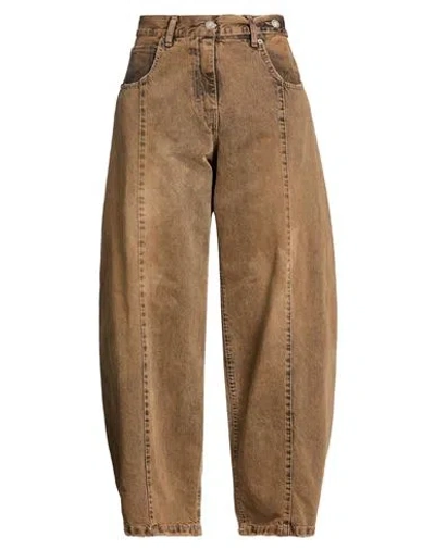 Motel Woman Jeans Khaki Size S Cotton In Beige