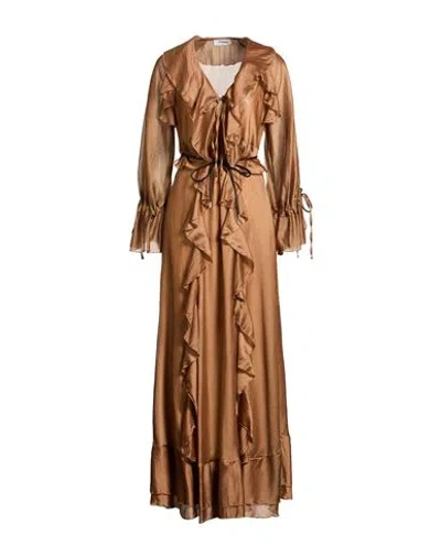Motel Woman Maxi Dress Brown Size M Tencel, Polyester