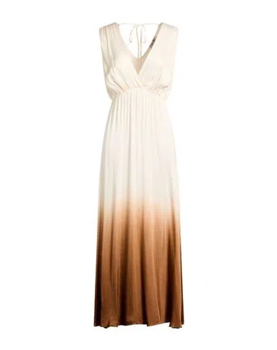 Motel Woman Maxi Dress Ivory Size S Viscose In Multi