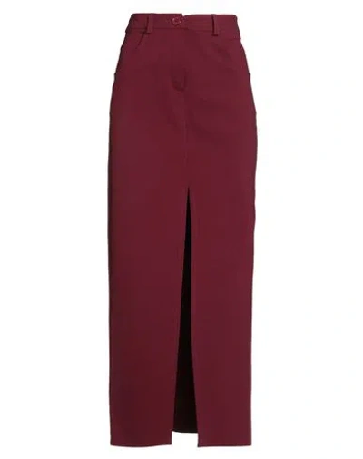 Motel Woman Maxi Skirt Burgundy Size Xs Viscose, Polyamide, Elastane In Red