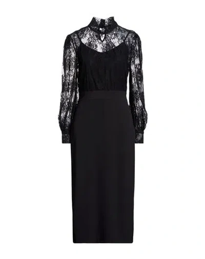 Motel Woman Midi Dress Black Size S Polyamide, Cotton, Polyester, Elastane