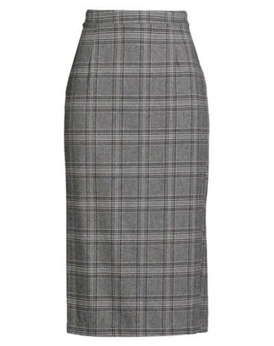 Motel Woman Midi Skirt Black Size M Cotton, Polyester, Wool, Nylon In Gray