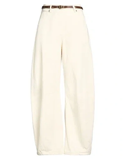 Motel Woman Pants Cream Size M Cotton In White