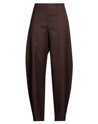 Motel Woman Pants Dark Brown Size M Polyester, Viscose, Elastic Fibres