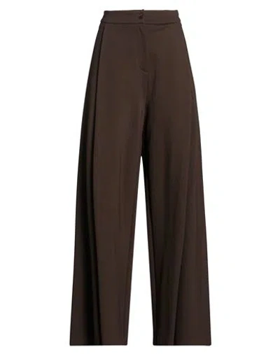 Motel Woman Pants Dark Brown Size S Viscose, Polyamide, Elastane