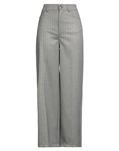 Motel Woman Pants Grey Size S Polyester, Viscose, Elastic Fibres, Metallic Fiber In Gray
