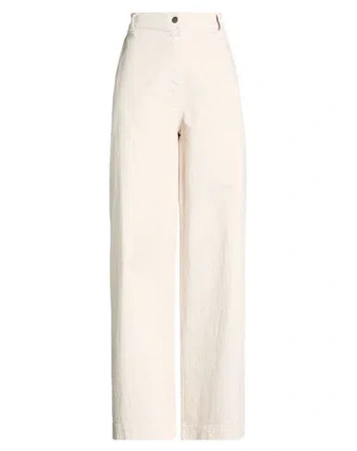 Motel Woman Pants Ivory Size L Cotton, Elastane In Neutral