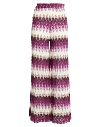 Motel Woman Pants Mauve Size M Cotton, Polyester, Metallic Fiber In Purple
