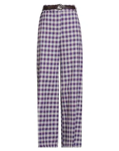 Motel Woman Pants Purple Size M Polyester, Viscose, Acrylic