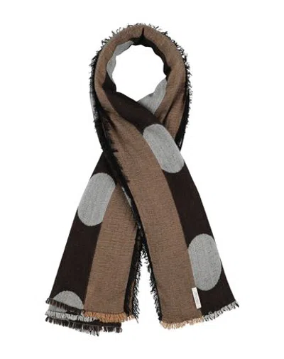Motel Woman Scarf Dark Brown Size - Acrylic, Modal, Wool, Alpaca Wool In Multi