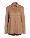 Motel Woman Shirt Camel Size S Polyester, Elastane In Beige