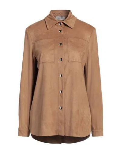 Motel Woman Shirt Camel Size S Polyester, Elastane In Beige