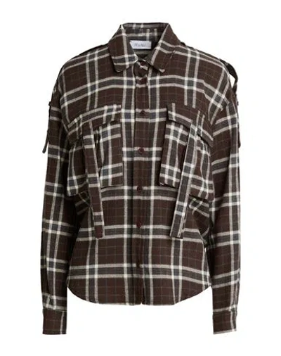 Motel Woman Shirt Chocolate Brown Size S Polyester, Viscose, Cotton In Multi