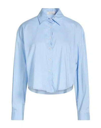 Motel Woman Shirt Sky Blue Size M Cotton, Polyamide, Elastane