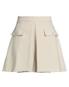 Motel Woman Shorts & Bermuda Shorts Cream Size M Polyester, Viscose, Elastane In White
