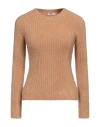Motel Woman Sweater Camel Size Onesize Acrylic, Polyamide, Mohair Wool, Elastane In Brown