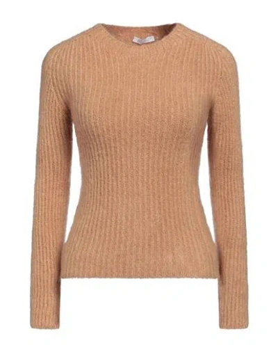 Motel Woman Sweater Camel Size Onesize Acrylic, Polyamide, Mohair Wool, Elastane In Brown