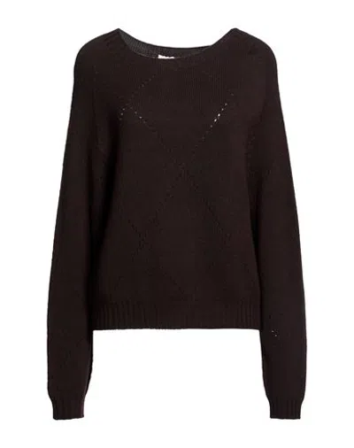 Motel Woman Sweater Dark Brown Size Onesize Wool In Black