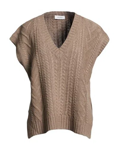 Motel Woman Sweater Light Brown Size Onesize Wool, Viscose, Polyamide, Cashmere In Neutral
