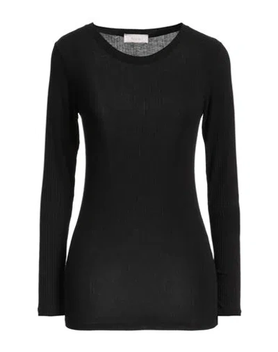 Motel Woman T-shirt Black Size Onesize Viscose, Cashmere, Nylon, Elastane