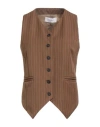 Motel Woman Tailored Vest Camel Size M Polyester, Viscose, Elastic Fibres, Acetate In Brown