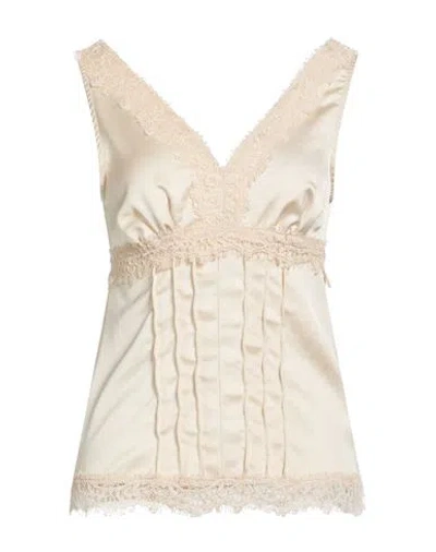 Motel Woman Top Beige Size M Polyester In Neutral