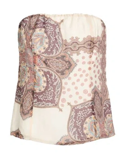 Motel Woman Top Cream Size M Lyocell, Polyamide In Multi