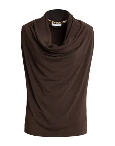 Motel Woman Top Dark Brown Size M Polyester, Viscose, Elastane
