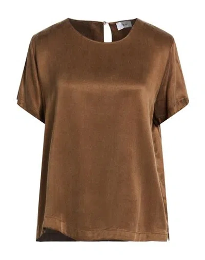 Motel Woman Top Khaki Size L Cupro, Viscose In Brown