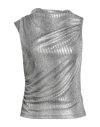 Motel Woman Top Silver Size M Polyester, Elastane, Viscose In Gray