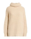 Motel Woman Turtleneck Beige Size Onesize Acrylic, Wool, Polyamide, Elastane In Neutral