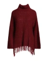 Motel Woman Turtleneck Burgundy Size Onesize Acrylic, Polyamide, Mohair Wool, Wool In Red