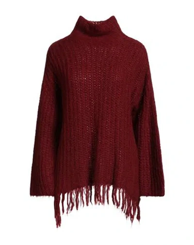 Motel Woman Turtleneck Burgundy Size Onesize Acrylic, Polyamide, Mohair Wool, Wool In Red