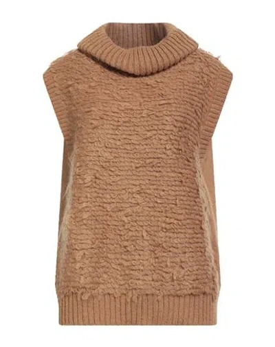 Motel Woman Turtleneck Camel Size Onesize Acrylic, Polyamide, Mohair Wool In Sand