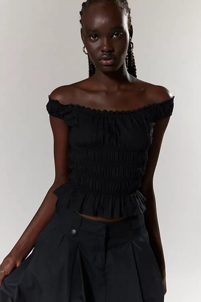 Motel Xavinia Off-the-shoulder Top In Black, Women's At Urban Outfitters