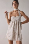 Motel Yukio Strapless Scarf Babydoll Mini Dress In Bambi Ivory, Women's At Urban Outfitters