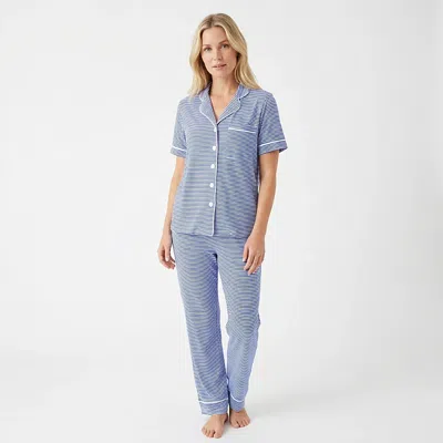 Motette Short Sleeve And Long Pants Pajama Set In Blue