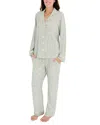 Motette Evergreen Stripe Bamboo Pajama Set In Gray