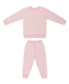 Motette Girls' Peony Stripe Little Lounger Bamboo Sweatsuit - Baby, Little Kid In Pink