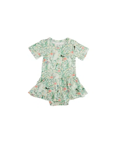 Motette Girls' Sage Blossom Bamboo Twirl Dress With Bodysuit - Baby In Multi