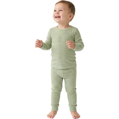 Motette Kids'  Long Sleeve And Pants Buttery Soft Pajama Set In Green